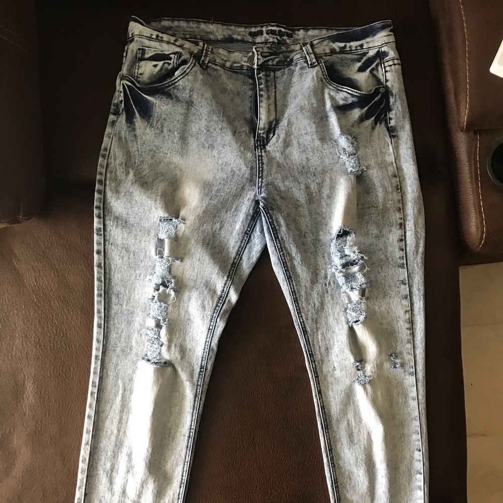 Ash wash and distressed jeans